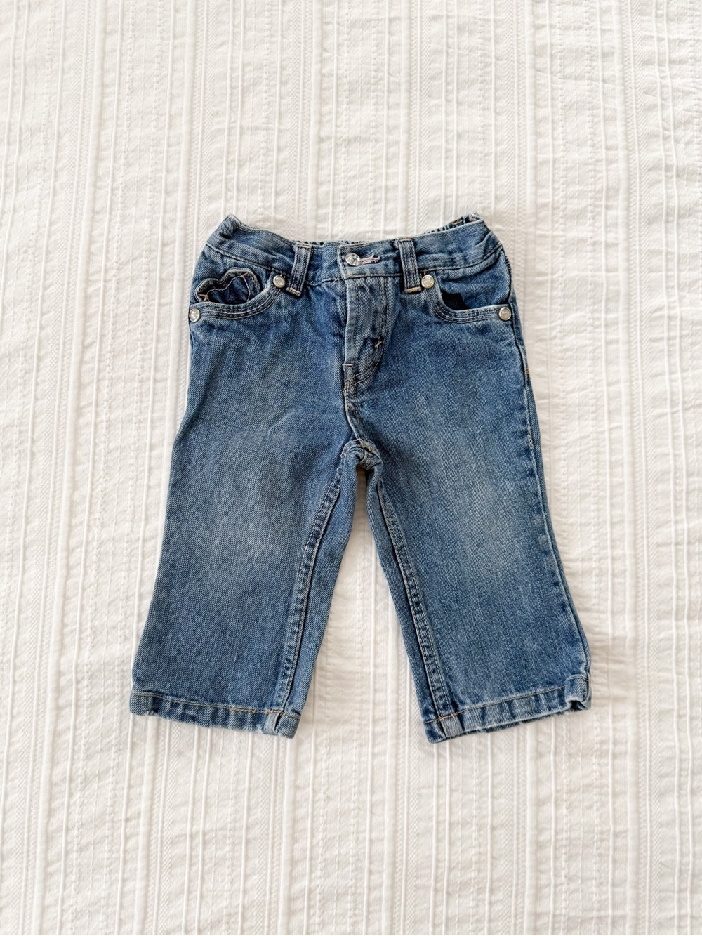 Levi’s Baby Girl Cotton Blue Denim Y2K Heart Pocket Bootcut Jeans 12M